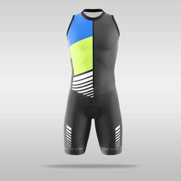 Sleeveless Trisuit - Lime & Blue