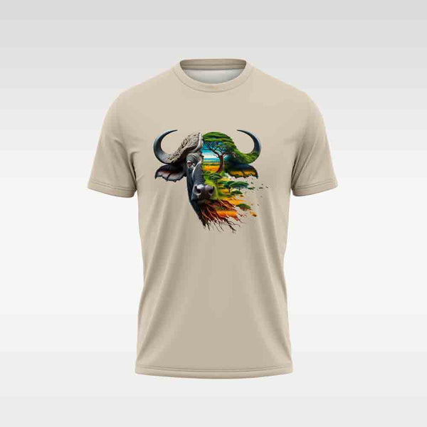 Cotton DTF T Shirt - Sand Abstract Buffalo