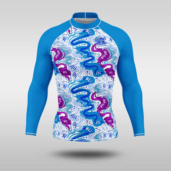 Performance Fishing Rash Guards - Blue Swirl
