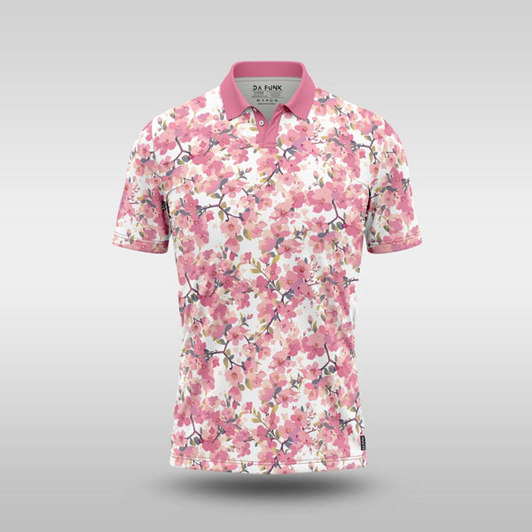 Premium Mens Golf Shirt - Cherry Blossom
