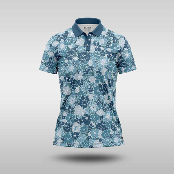 Ladies Premium Golf Shirt - Ditzy Teal
