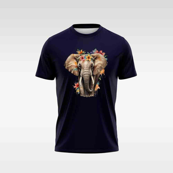 Cotton DTF T Shirt - Navy Iconic Elephant