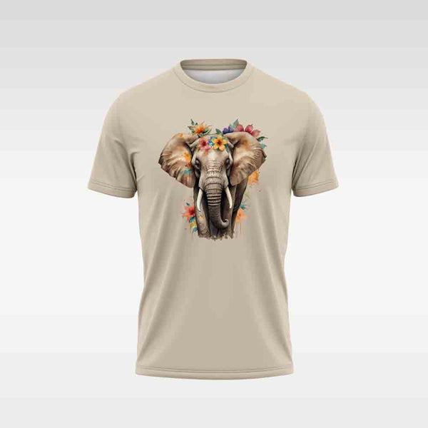 Cotton DTF T Shirt - Stone Iconic Elephant