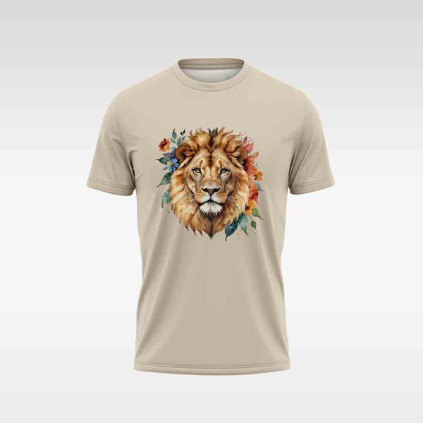 Cotton DTF T Shirt - Sand Iconic Lion