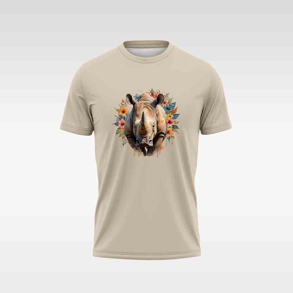 Cotton DTF T Shirt - Stone Iconic Rhino