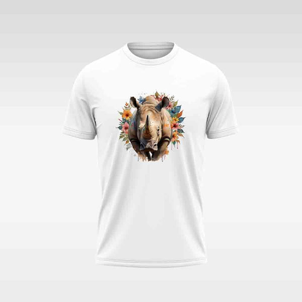 Cotton DTF T Shirt - White Iconic Rhino