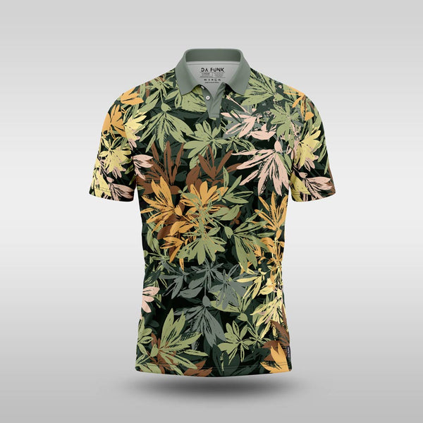 Premium Mens Golf Shirt - Leavy Camo