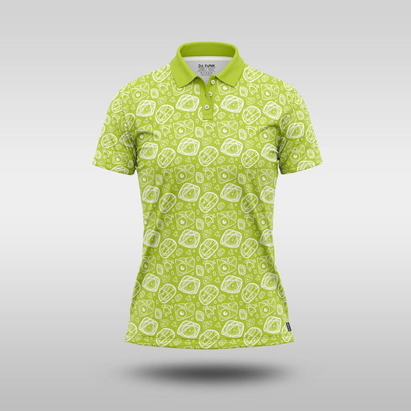 Ladies Funky Golf Shirt - Lime Doodles