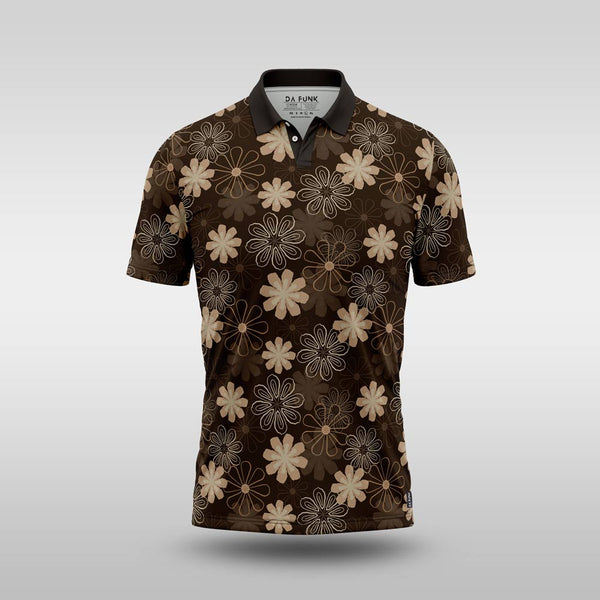 Premium Mens Golf Shirt - Mocha Camo