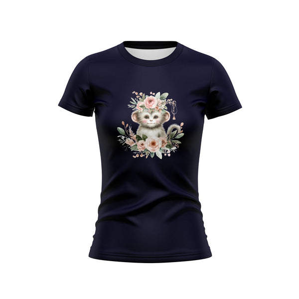 Cotton DTF T Shirt - Boho Navy Monkey