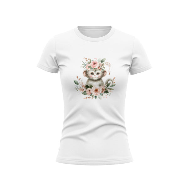 Cotton DTF T Shirt - Boho White Monkey