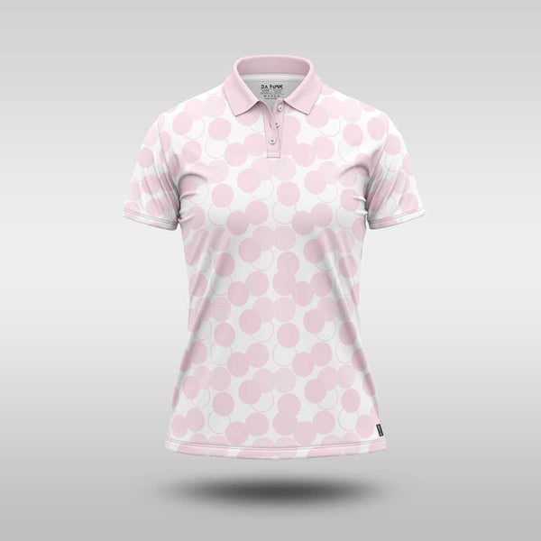 Ladies Premium Golf Shirt - Pink Abstract