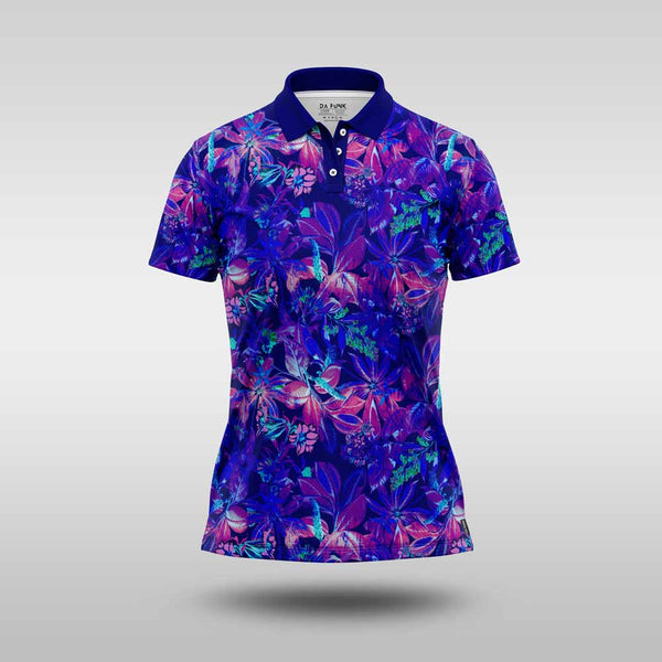 Ladies Premium Golf Shirt - Purple Foliage