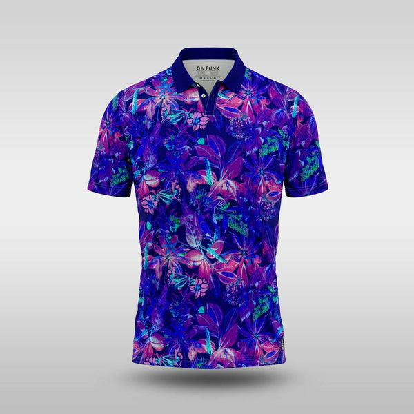 Premium Mens Golf Shirt - Purple Foliage
