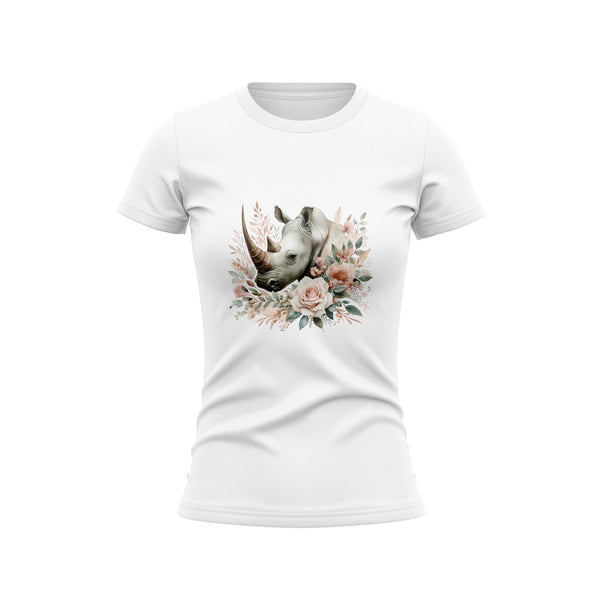 Cotton DTF T Shirt - Boho White Rhino