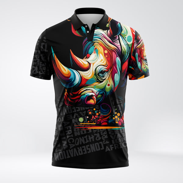 Rhino Conservation Sublimated Golf Shirt - Black