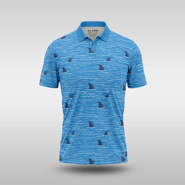 Premium Mens Golf Shirt - Shark Fan