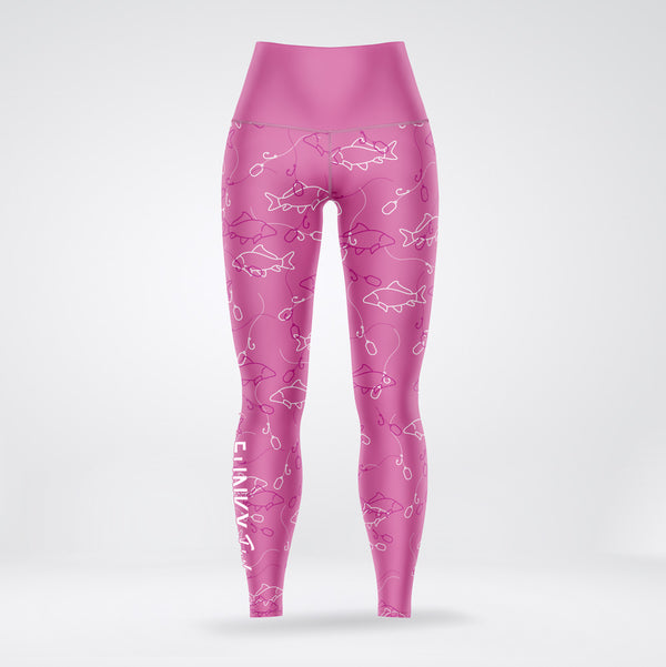 Ladies Fishing Leggings - Pink Fish