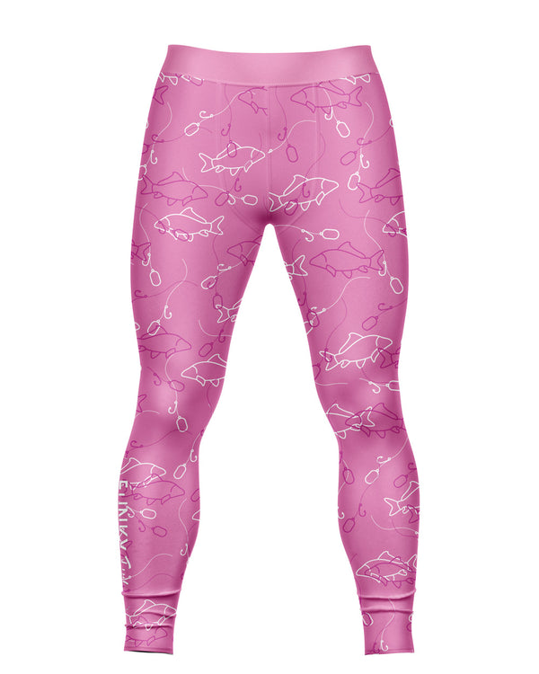 Men's Fishing Leggings - Pink Fish